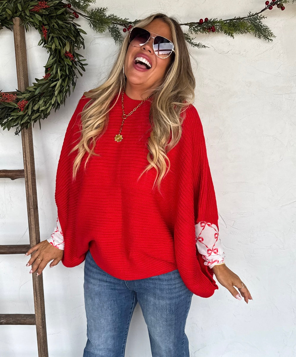Plus Red Hot Poncho Sweater
