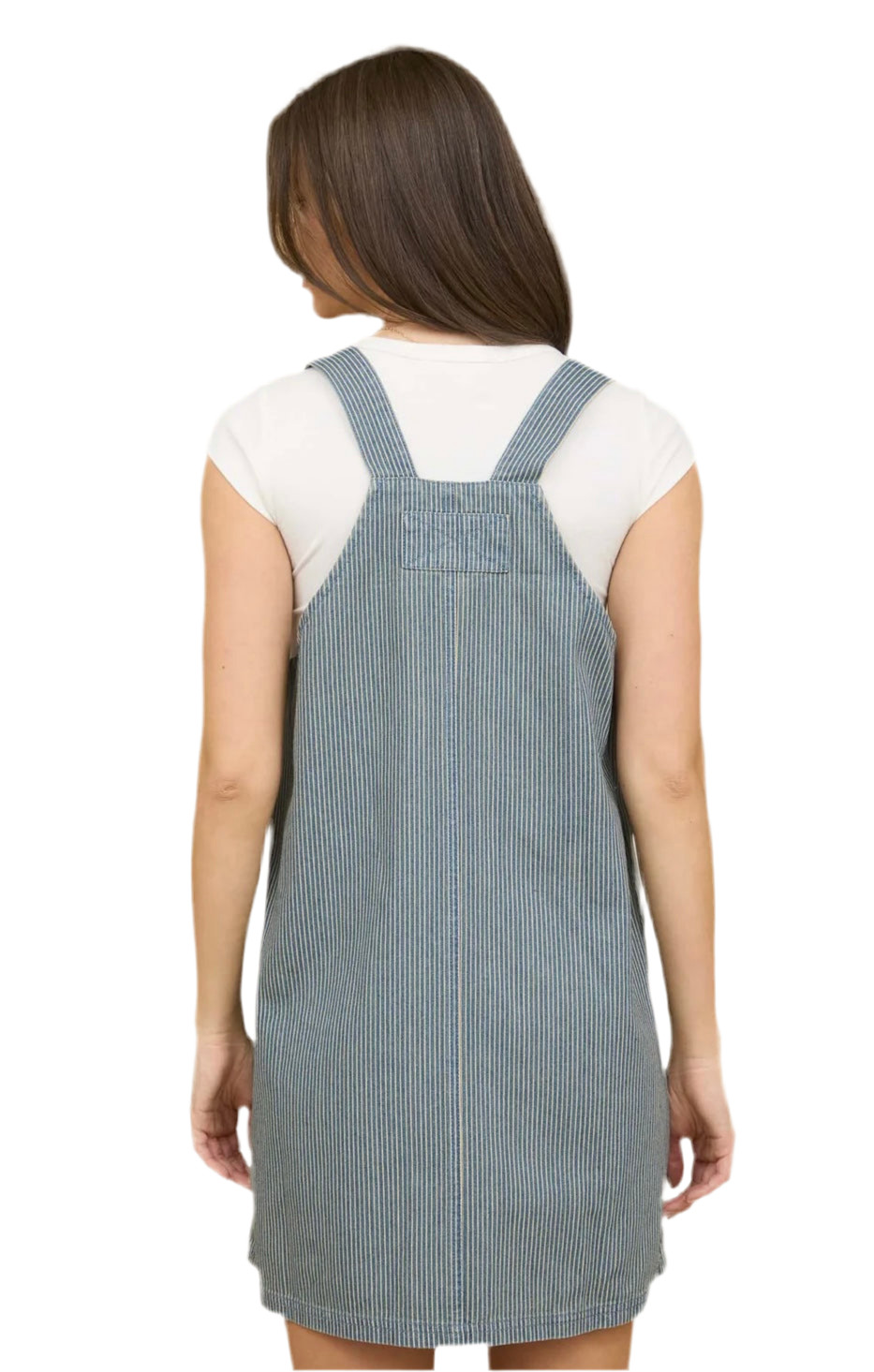 Denim White Stripe Overall Mini