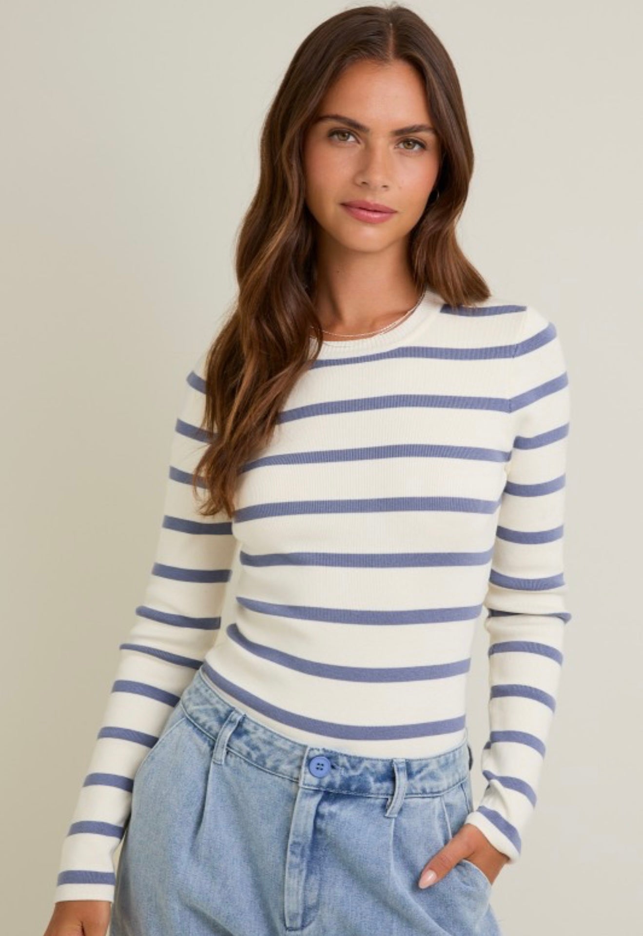 Blue Strip Sweater Bodysuit