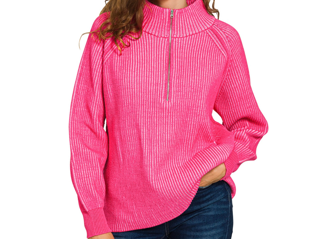 Pink quarter zip