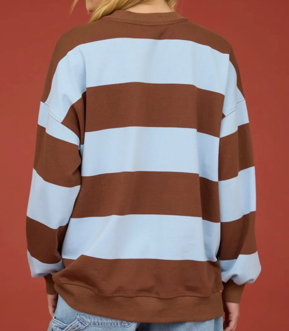 Brown & Blue Stripped Crewneck