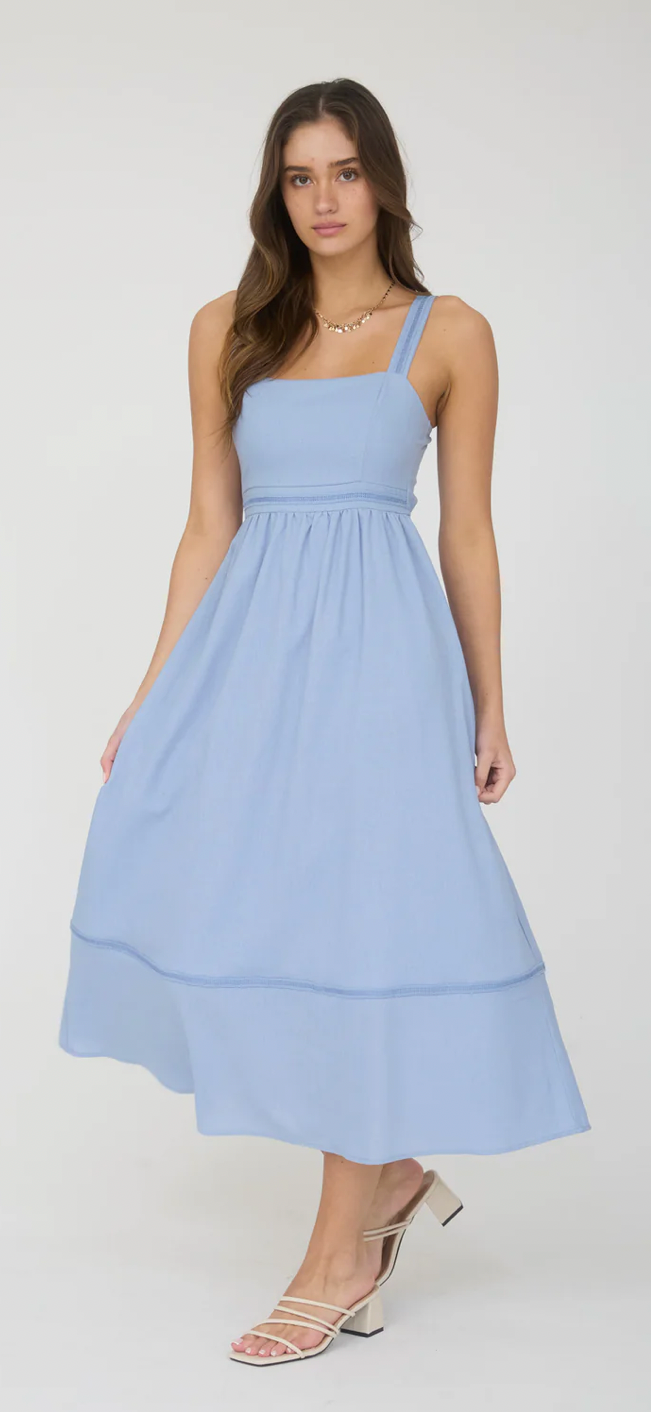 LINE LACE TRIM SLEEVELESS
MIDI DRESS
