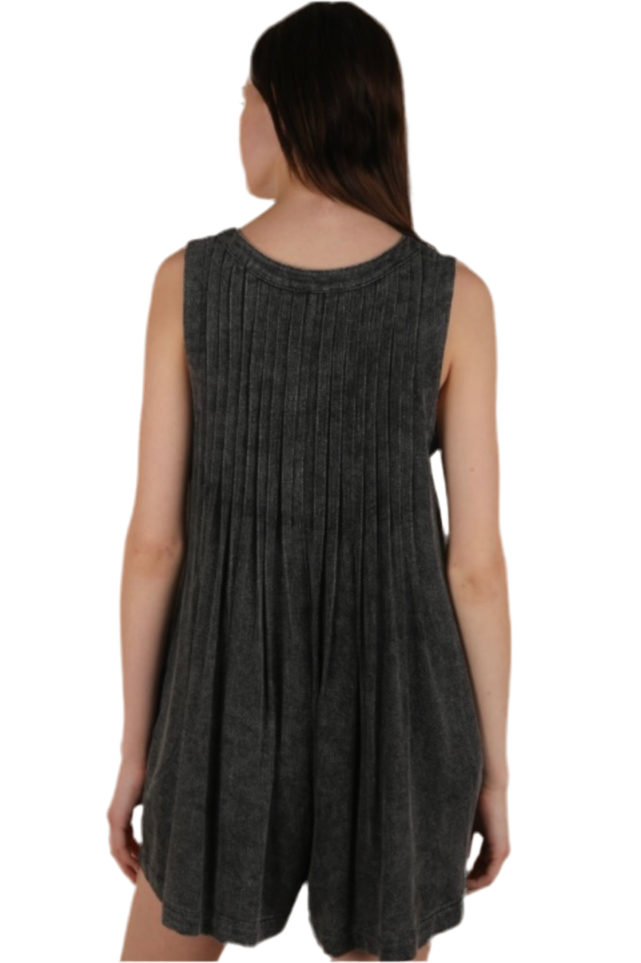 Mineral Washed Pleated Romper