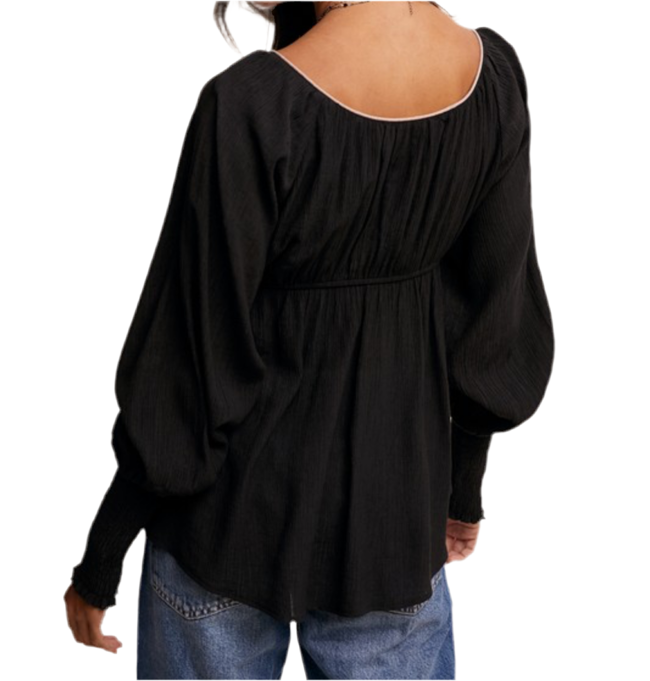 Black Pink Button Blouse