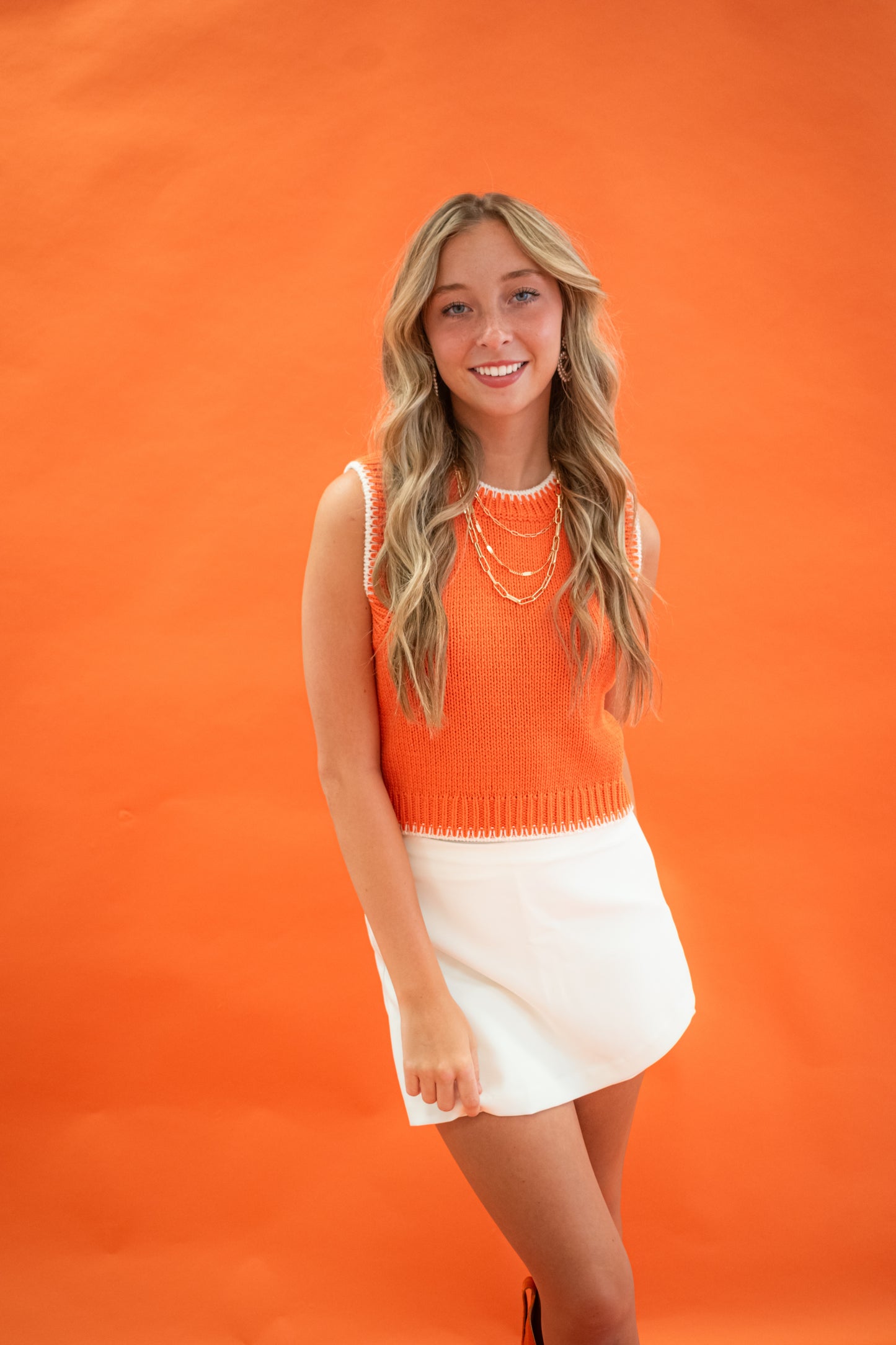 Orange Knit Top