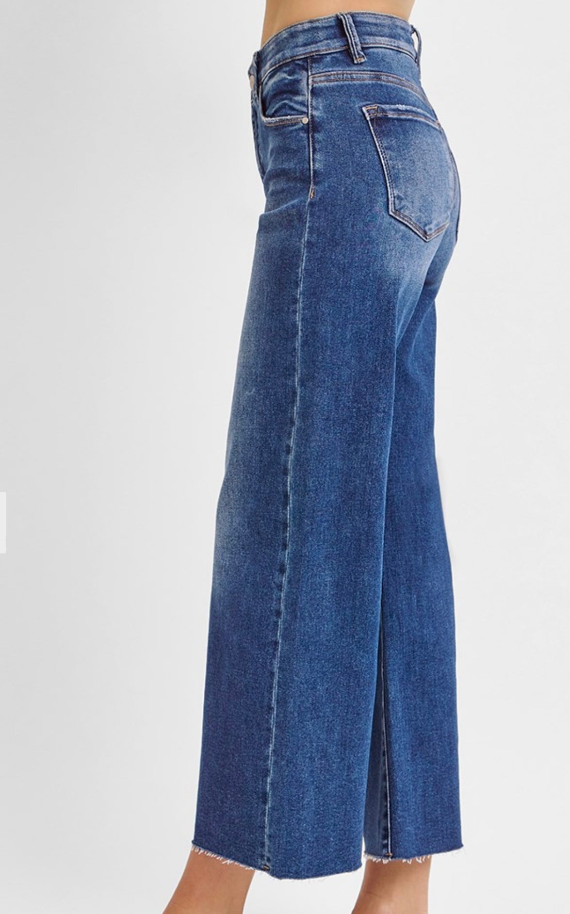 Mid-Rise Crop Wide Leg Jean with Tummy Control