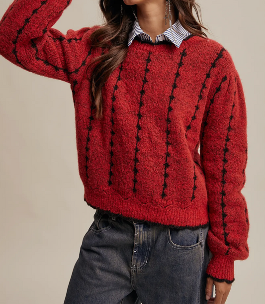 Red Textured Sweater