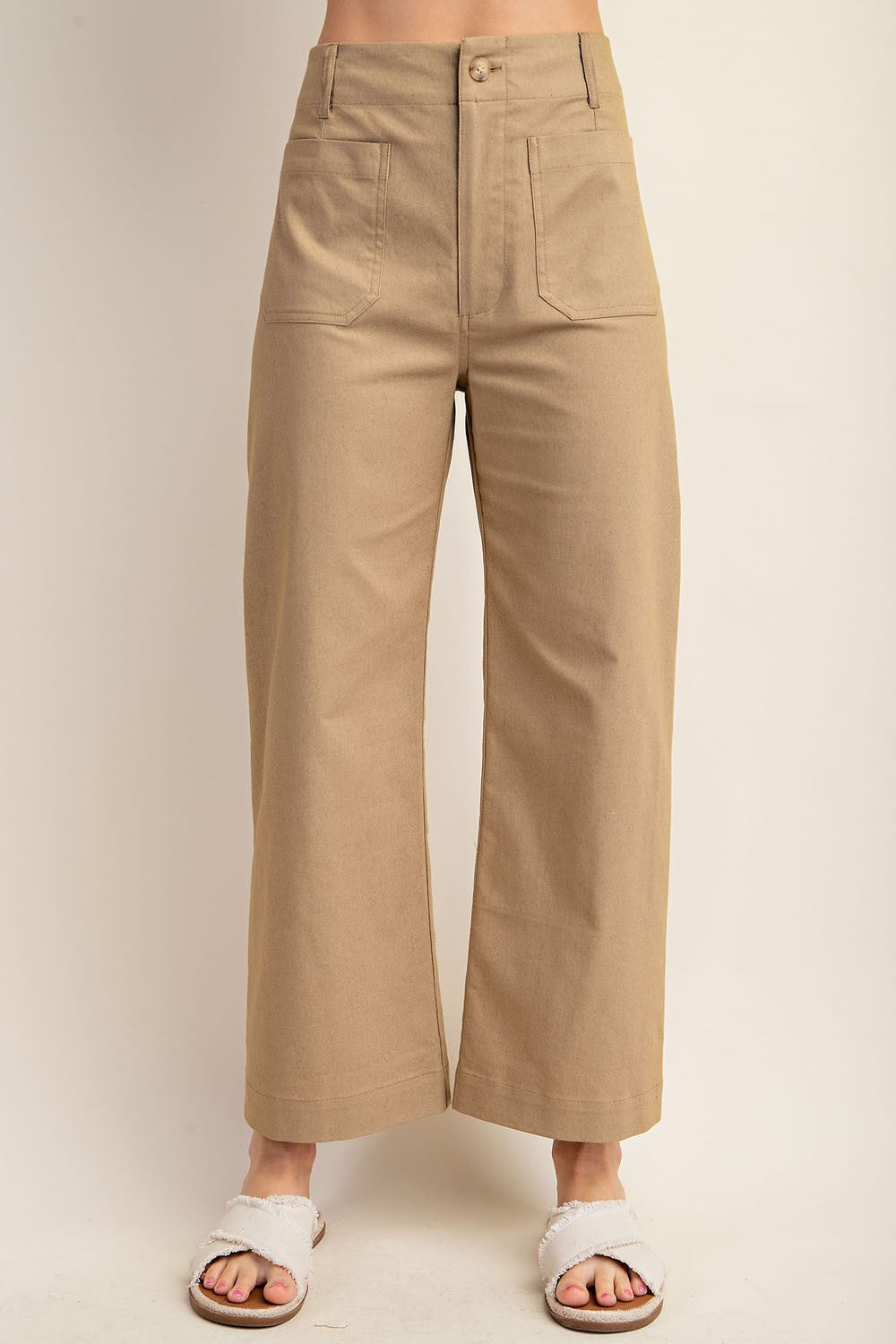Ankle Cropped Khaki Pants
