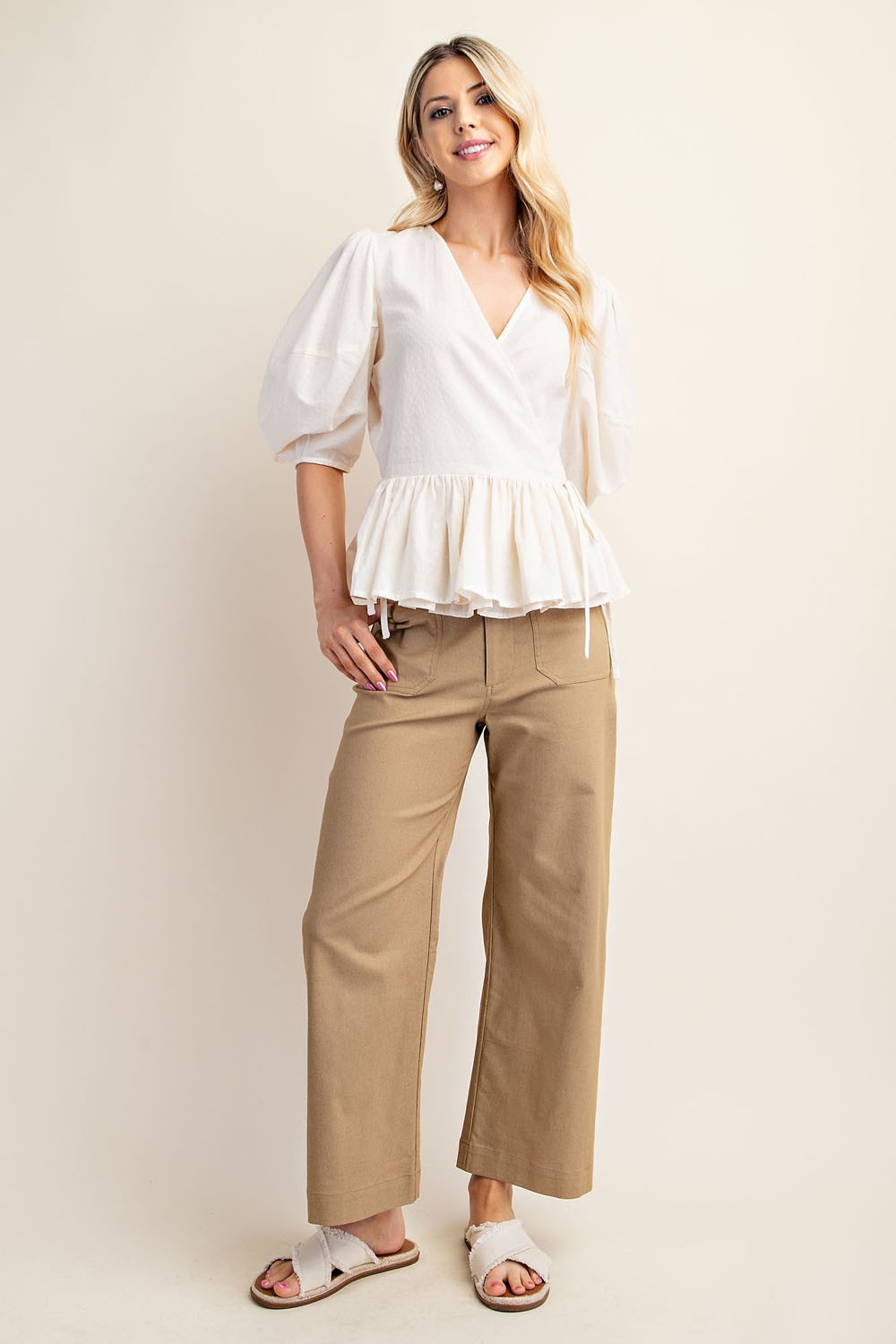 Ankle Cropped Khaki Pants
