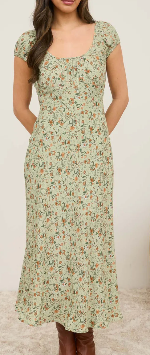 Scoop neck corset midi