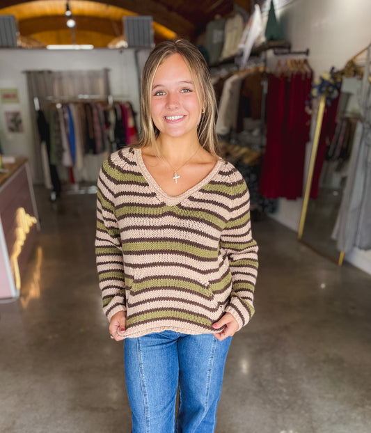 Green stripped sweater