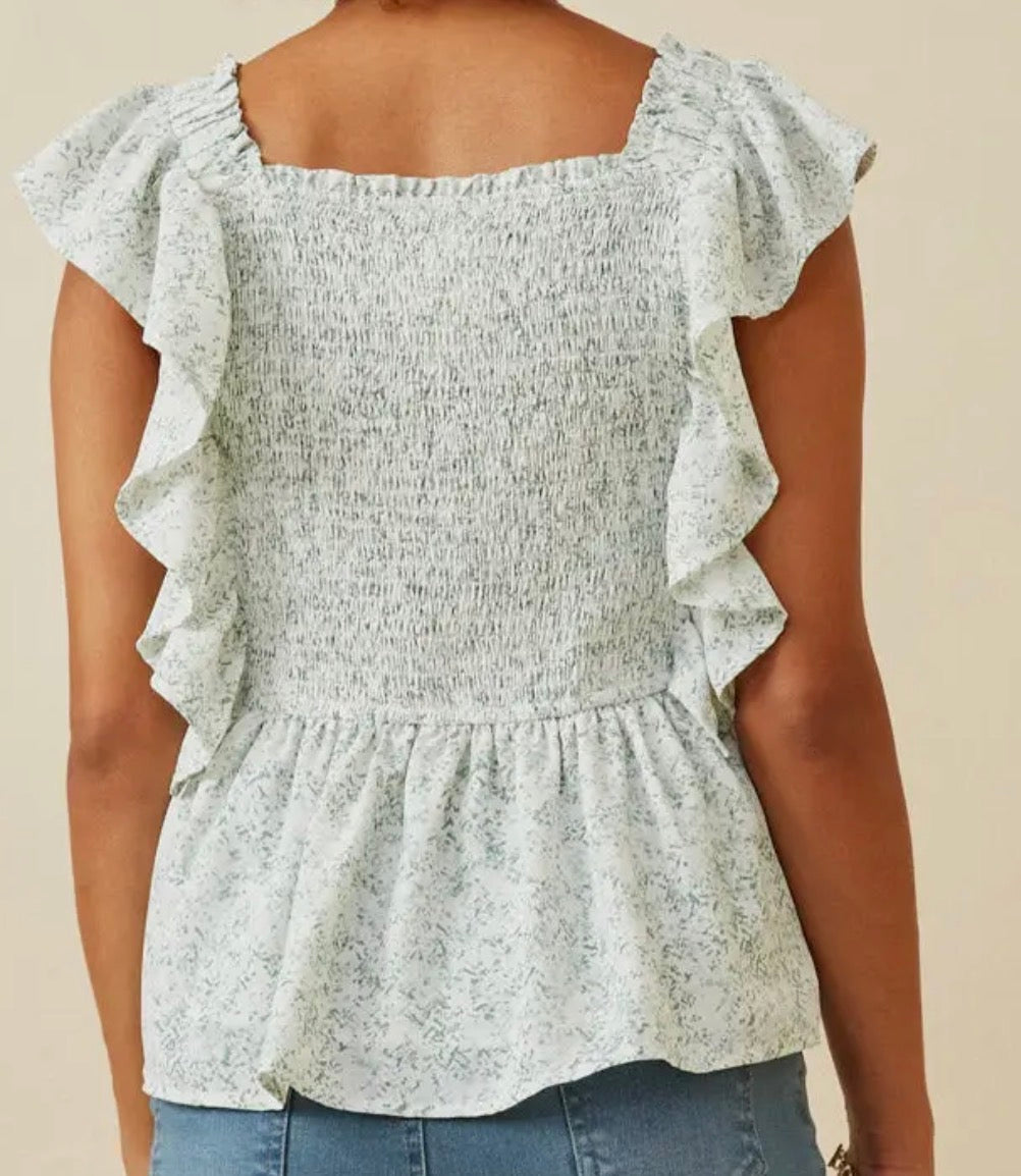 Ditsy Floral Peplum Top