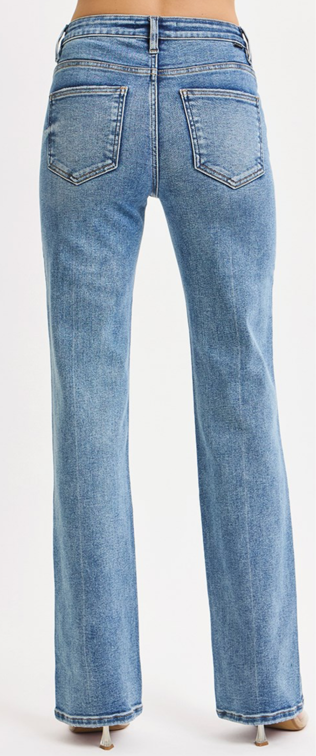 Straight Medium Wash High-Rise Jean with Tummy Control