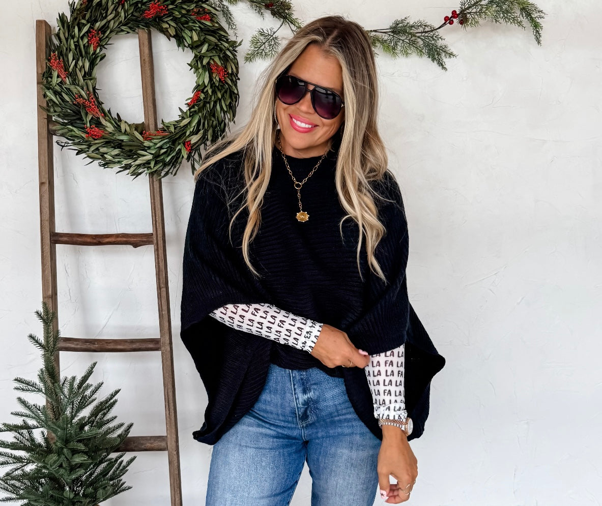Plus Blackout Poncho Sweater