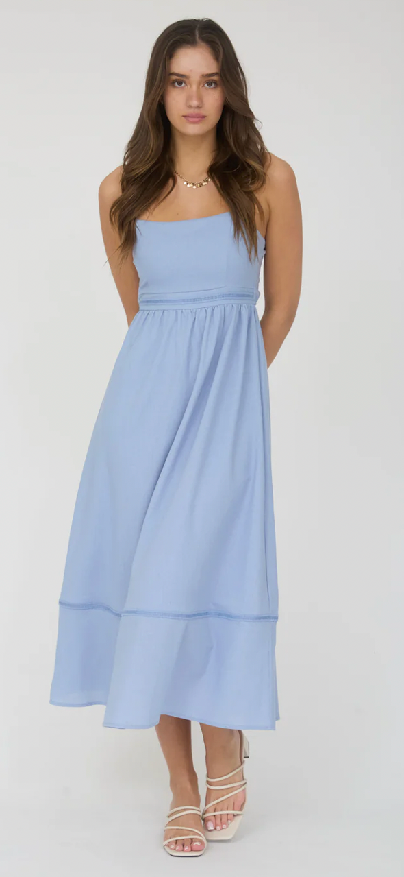 LINE LACE TRIM SLEEVELESS
MIDI DRESS