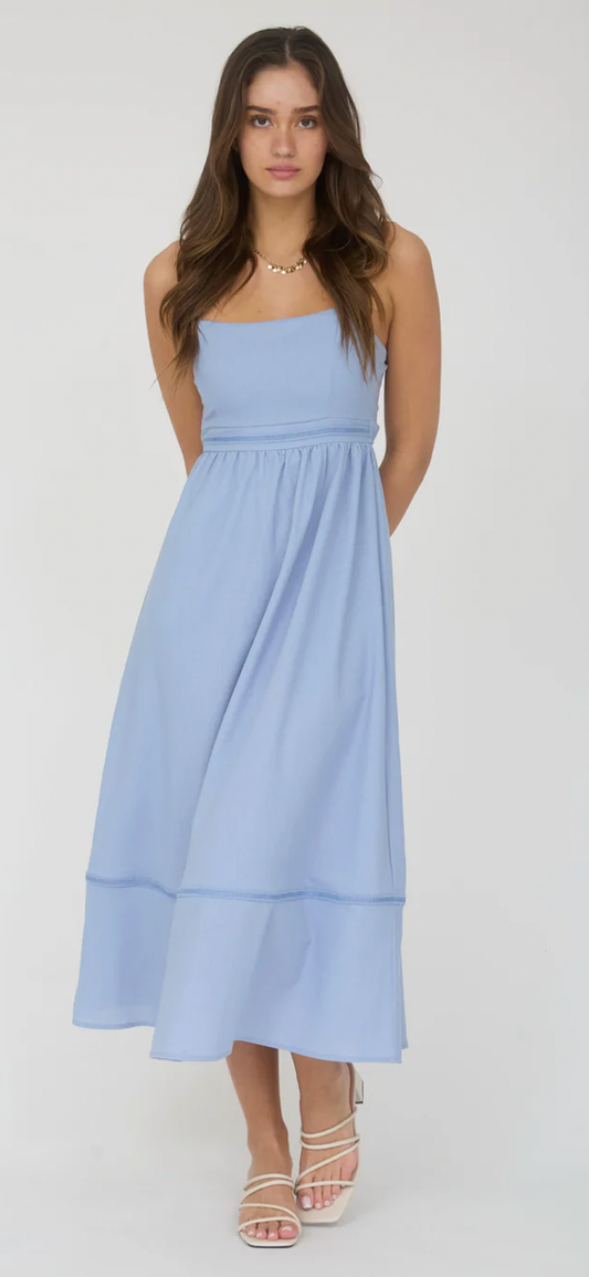 LINE LACE TRIM SLEEVELESS
MIDI DRESS