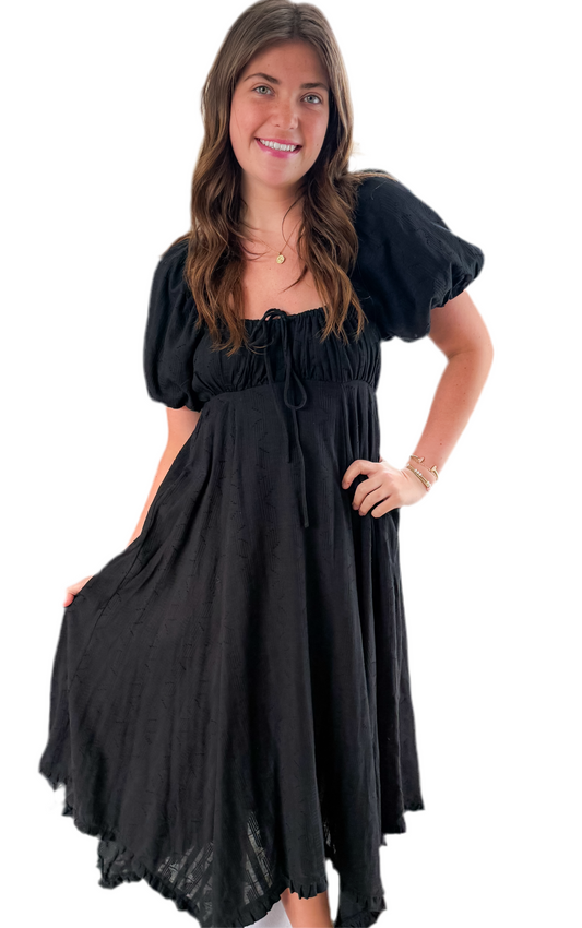 Black Front Tie MidiDress