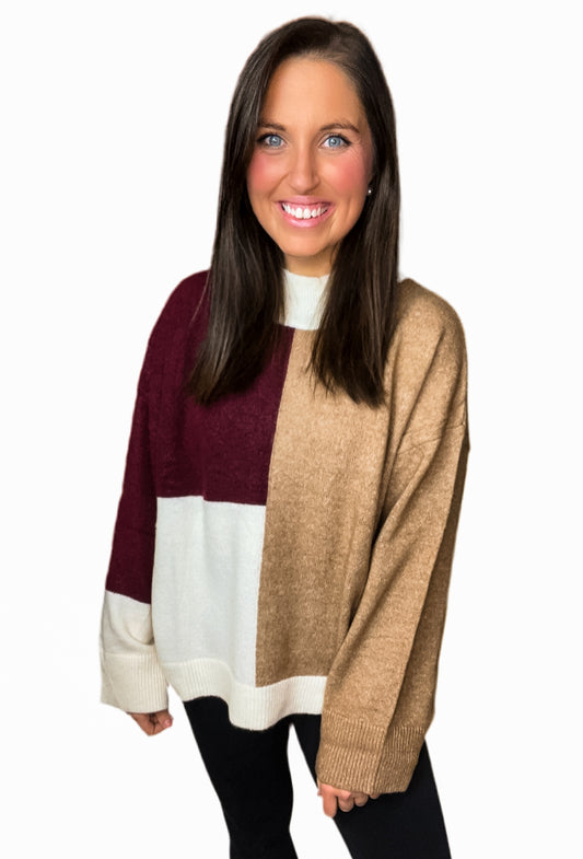 Block Mock Sweater
