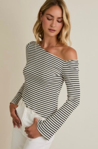 Stripped Off Shoulder Top
