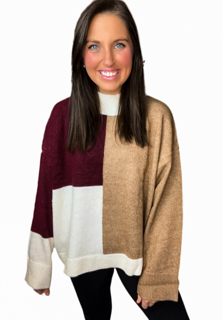 Block Mock Sweater