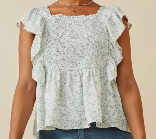 Ditsy Floral Peplum Top