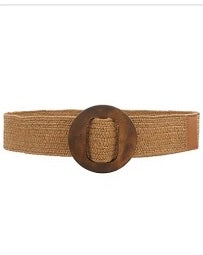 Cognac Wooden Circle Buckle Straw