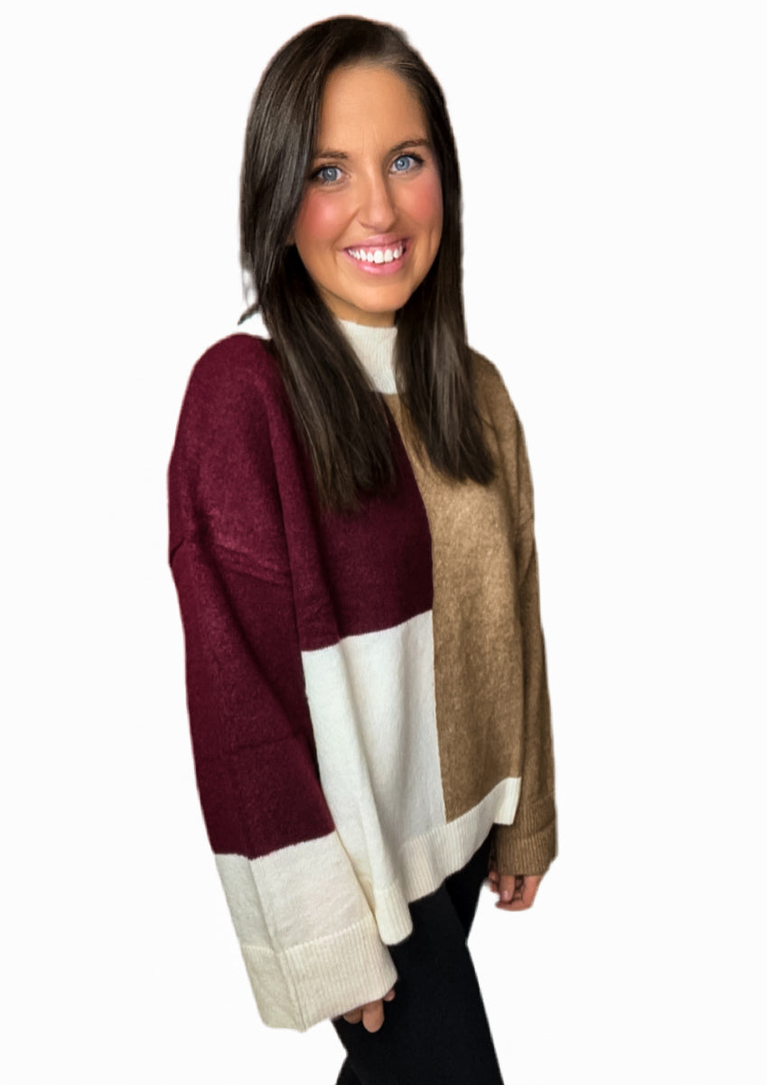 Block Mock Sweater