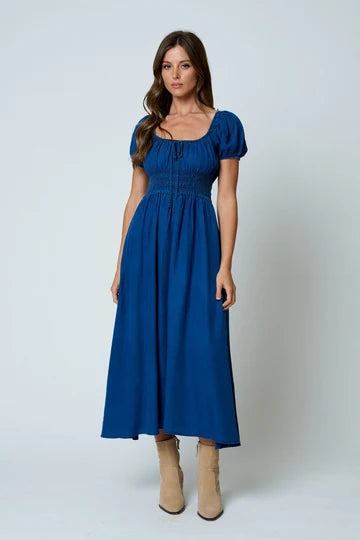 Blue Willow Denim Midi Dress