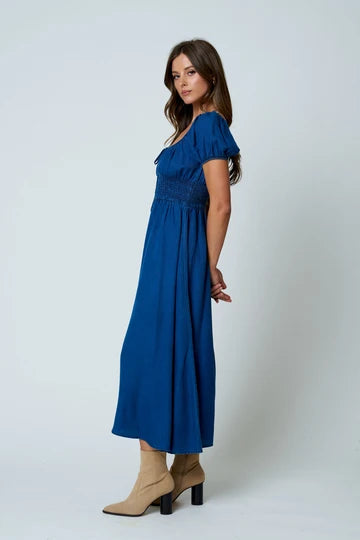 Blue Willow Denim Midi Dress
