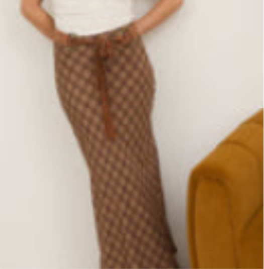 Plaid High Waist Midi Skirt