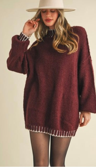 Maroon sweater dress