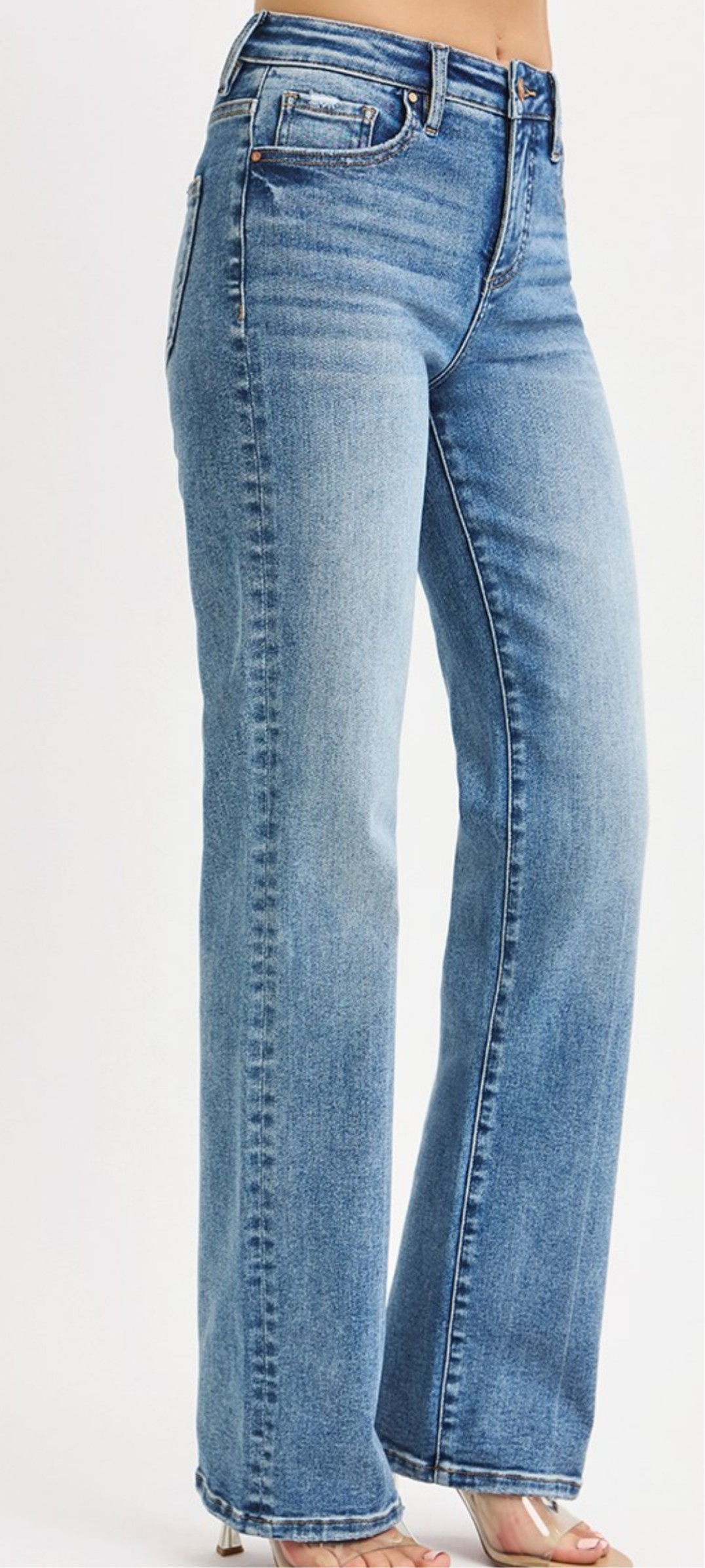 Straight Medium Wash High-Rise Jean with Tummy Control