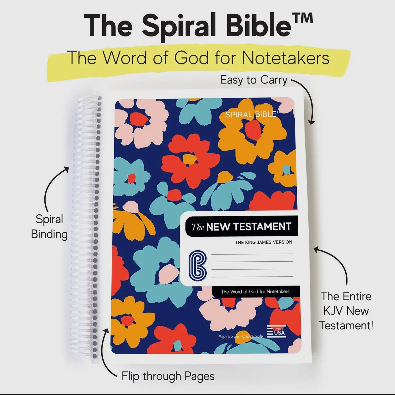 Preorder Spiral Bible KJV-New Testament - Floral