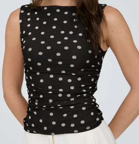 Black polka dot top