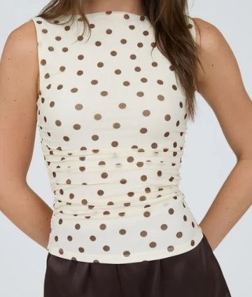 Ivory & Brown Polka Dot Top