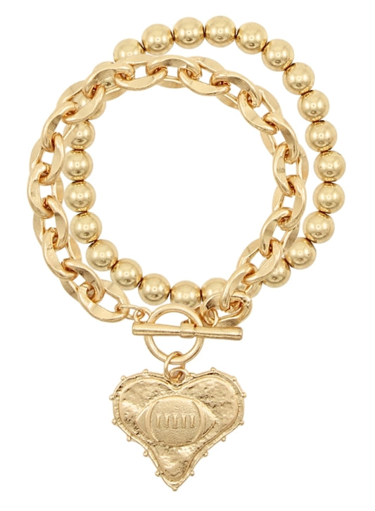 Golden Football Charm Bracelet